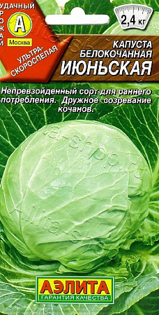 Семена капусты белокочанной Июньская белый пакет 0,3г