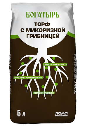 Торф с микоризной грибницей Богатырь 5л